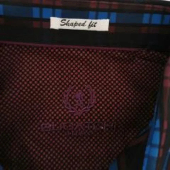 Bugatchi Umo Mens Shirt Size M Blue Black Burgundy Check - Picture 6 of 6